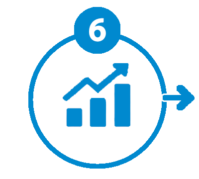 step 6 bar chart with upward arrow