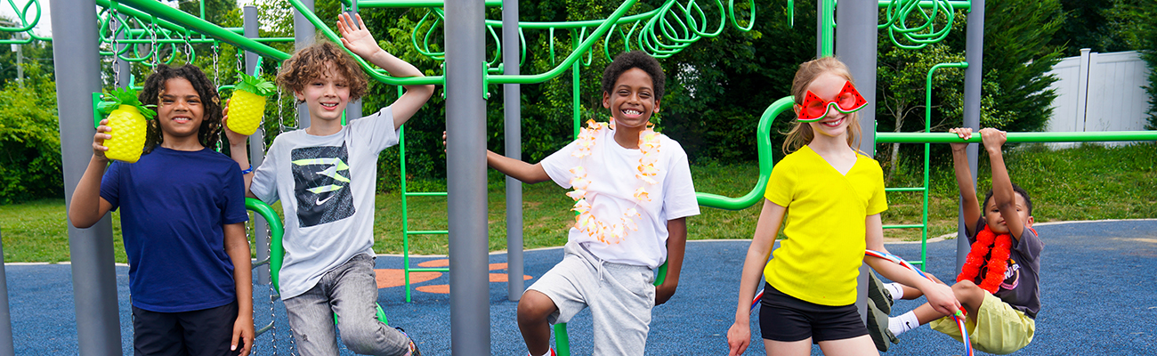 students on playground equipment